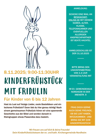 Kinderfrühstück mit Fridulin am 08. November 2025